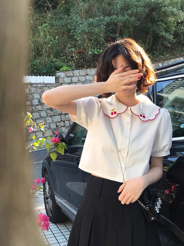 New in early summer! 【N】 Yin Tao embroidery lace collar shirt 0726# WTT