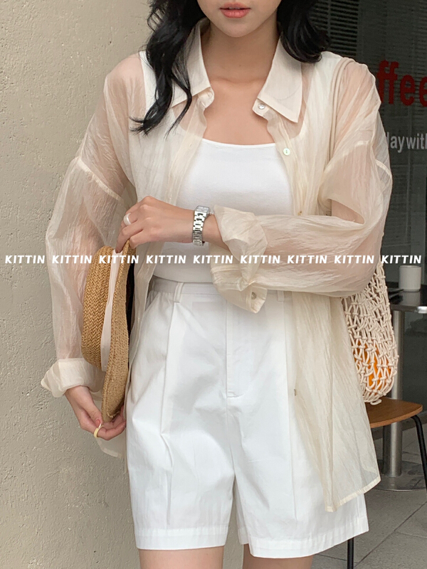 [Kittin] loose solid color versatile sunscreen shirt 8388# XYY