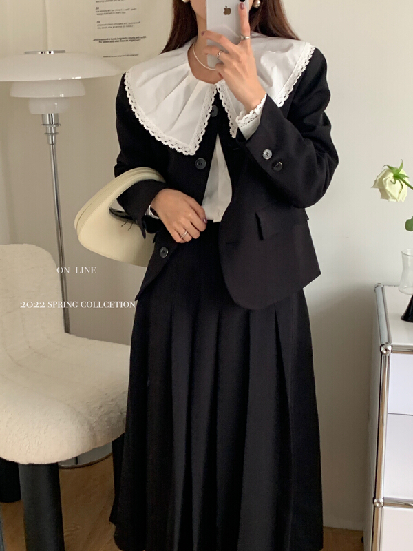 New year in early spring! [on line] high waist pleated design, versatile skirt 6122# jhy
