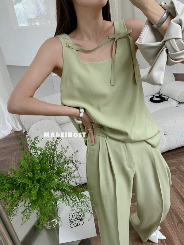 New in early summer! [OSHA madeinost] design sense bow tie decorative vest / sling 86252# ll