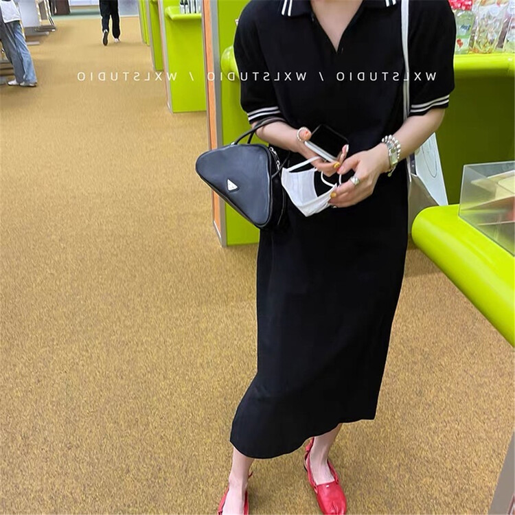 [Sumi] Korean casual polo collar medium length dress 22608# zjy