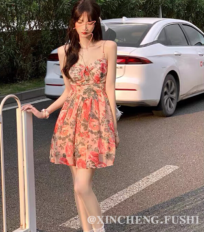 [Xinsheng] floral high waist suspender dress 5243# PCZ