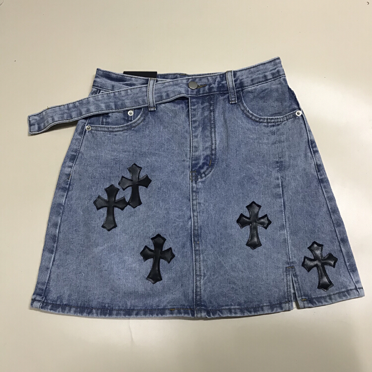New in early summer! [good] high waist pattern washed denim skirt 7573# JJ