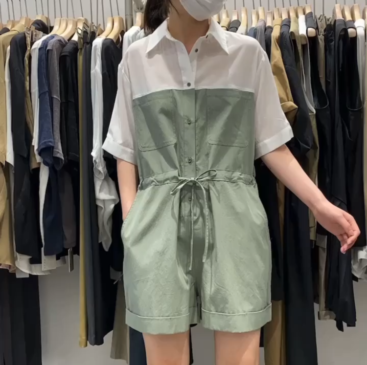 [self] Korean color blocking age reducing Jumpsuit a5113# zyh