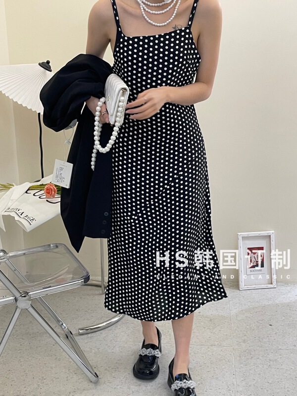 New year in early spring! [customized in Korea] elegant wave point suspender dress 65101\hjy