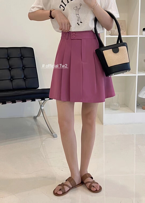 [TW2] temperament high waist thin pleated A-line skirt 19201# HBx