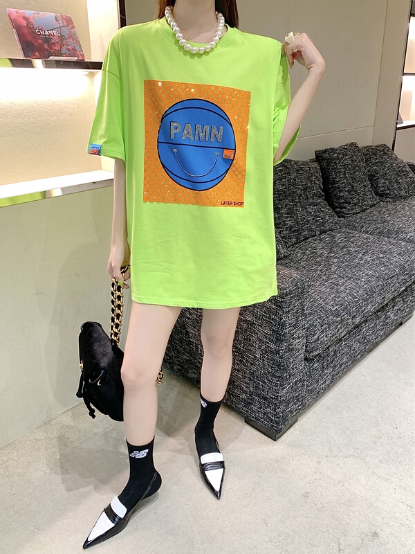 New in early summer! [our] Korean versatile fashion hot diamond printed short sleeve T-shirt 8879# LSW