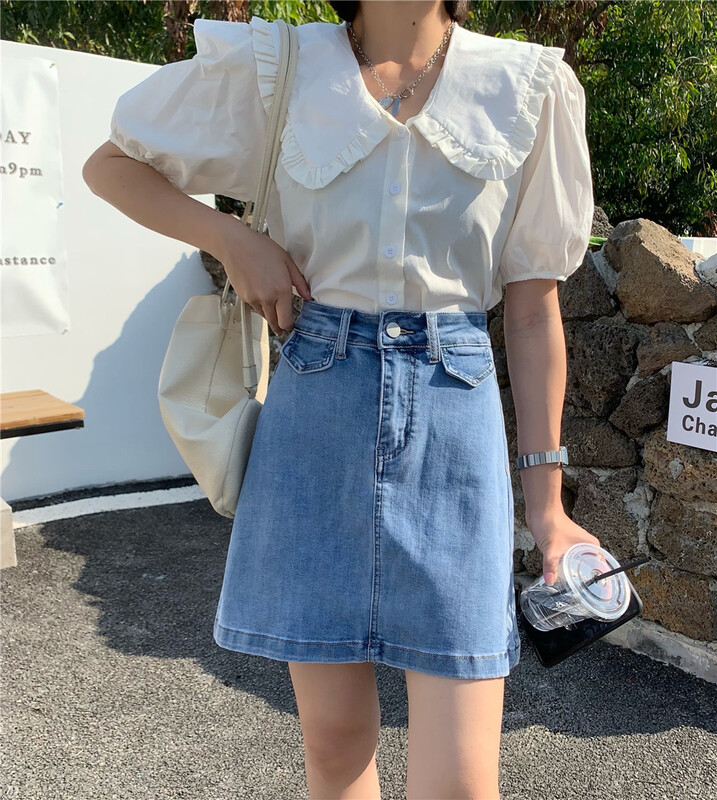 [Qiqi] Korean versatile skinny denim skirt ys1-9606# cqw