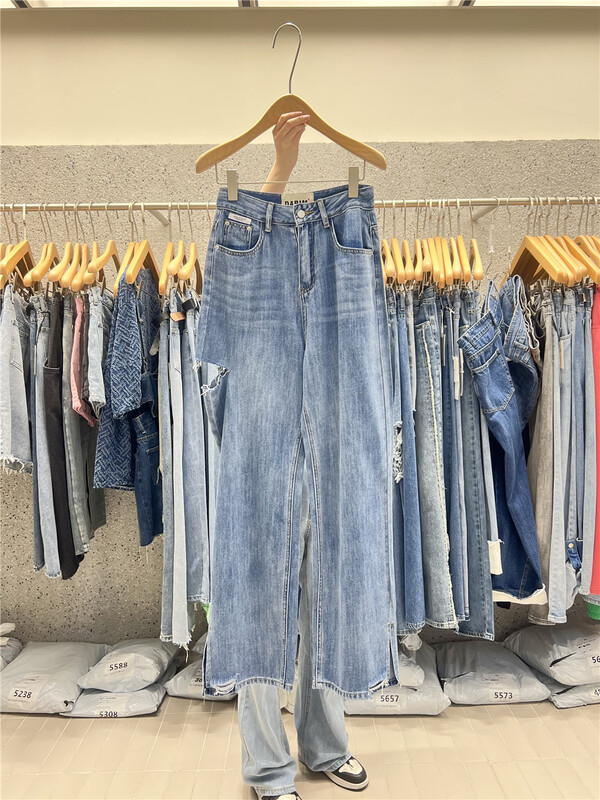 [X1] baggy skinny jeans with holes w467# LSL