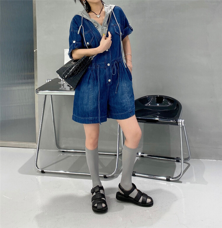 goods in stock! New in early summer! [Lily] Korean stitched Hoodie Jumpsuit 7983# XJ