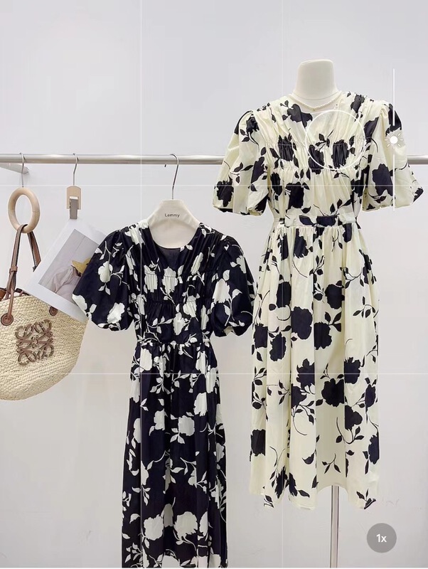[Lemmy] temperament round neck floral dress 8583# HBx