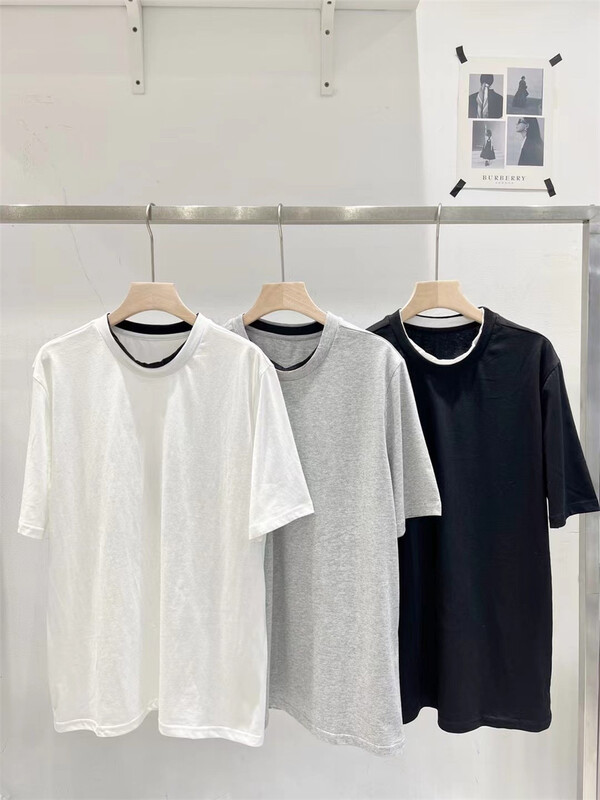 [td] simple contrast color round neck short sleeve T-shirt t003988# XJ
