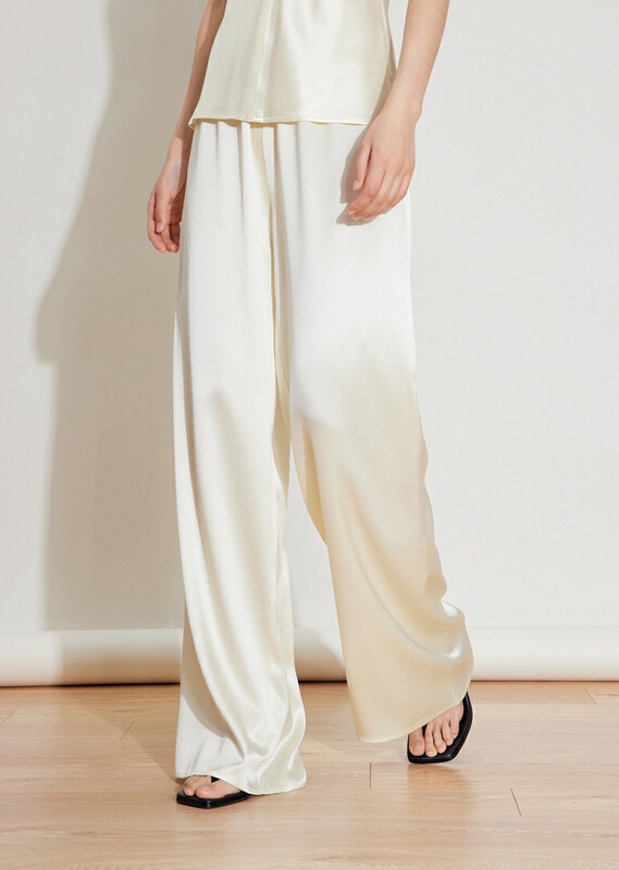 [until blue] wool acetate rubber band waist head wide leg casual pants (including 10% wool) 22081-1# XYJ