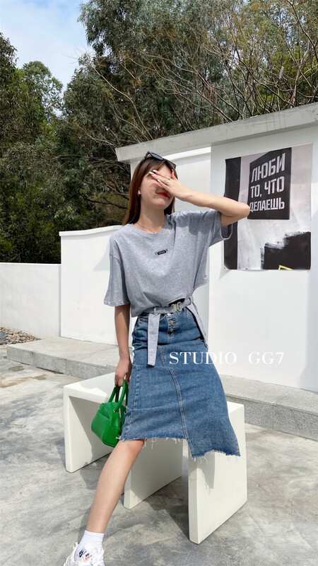 New in early summer! [gg7] Korean alphabet embroidery short sleeved T-shirt 3333# WPL