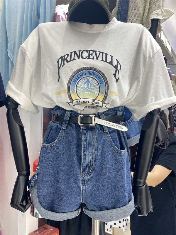 [sister. Z] Korean loose and versatile denim shorts (with belt) 9008# ozq
