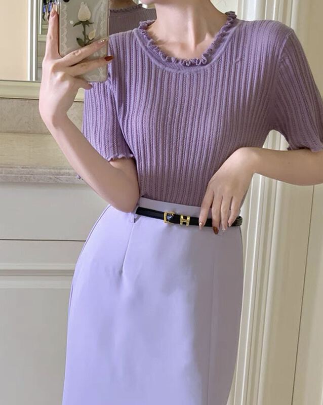 goods in stock! New in early summer! [going] crew neck comfortable and versatile blouse 9383# lwy