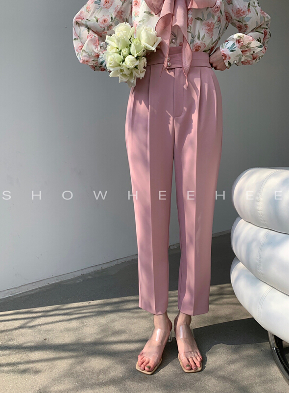 New year in early spring! [Xiu Xixi] Korean version of lady's high waist nine point small leg trousers 19352# zxx