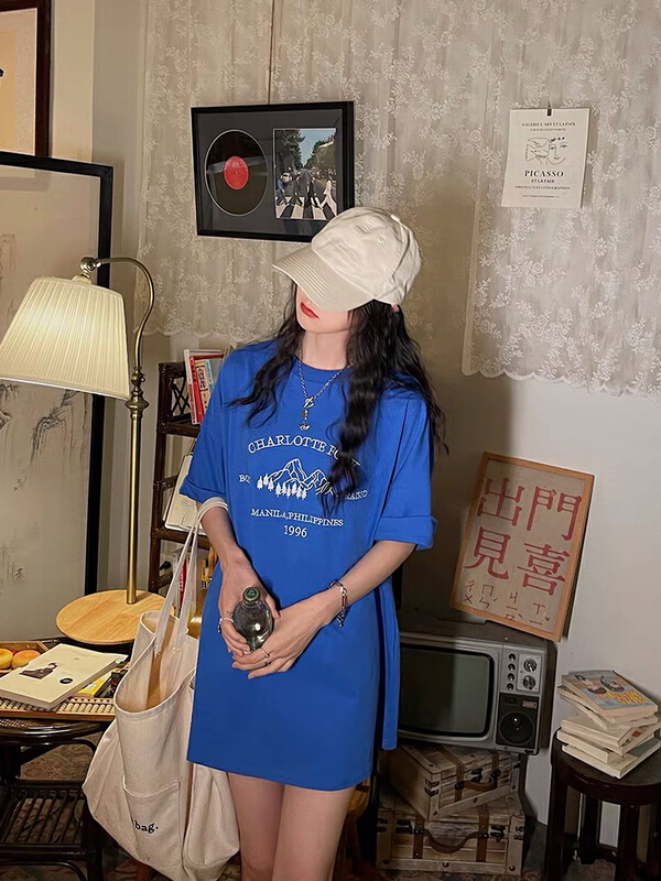 [lab eeda] Vintage harbor snow mountain printed round neck short sleeve T-shirt 2923# ozq