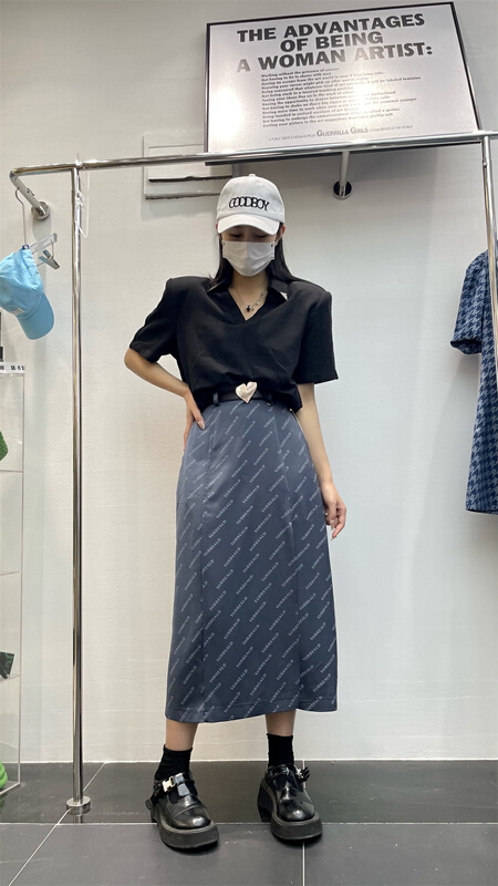 New in early summer! [sk-11] versatile fashion slim letter print skirt (with belt) 3302# XYJ