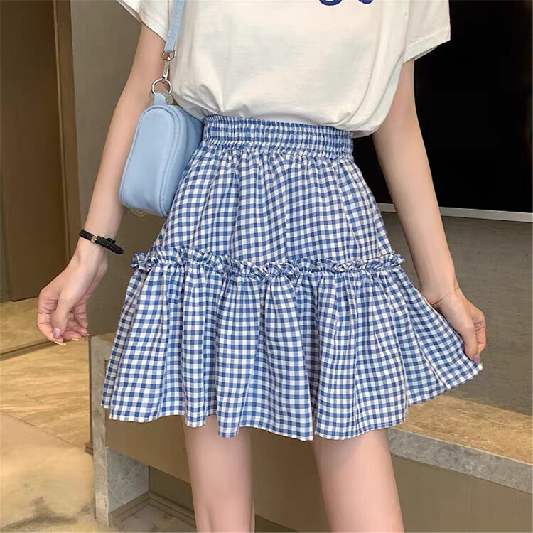 New in early summer! [Shangpin Wanqian] Korean version sweet checkered skirt 236# hjy