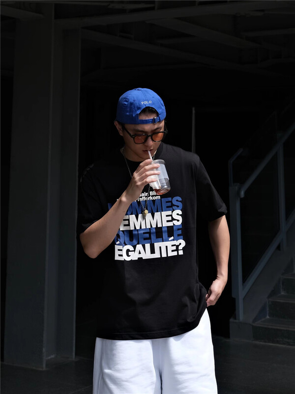 New in early summer! [quick simple] round neck letter printed short sleeve T-shirt 22083# ZZL