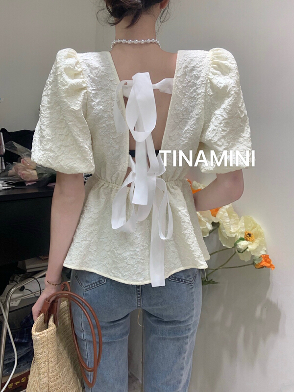goods in stock! New in early summer! [Tina Mini] Korean version sweet bow small shirt m0130# hjy