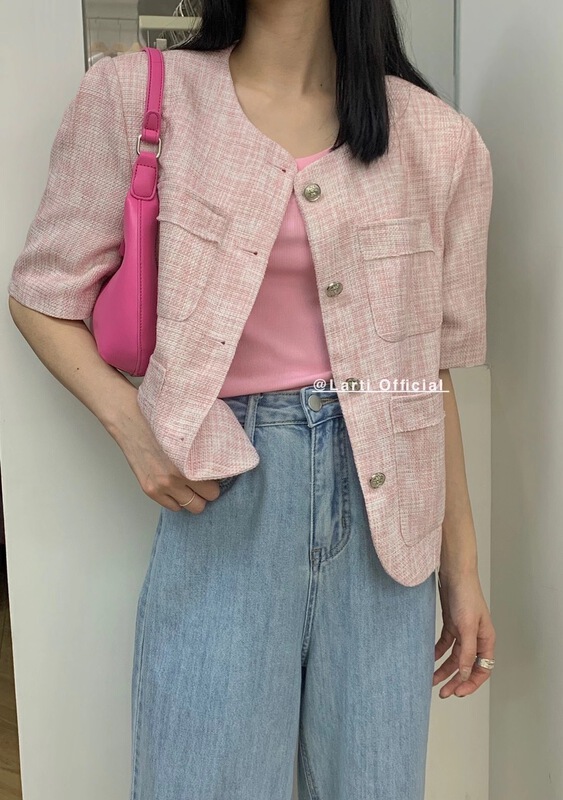 New year in early spring! [larti] xiaoxiangfeng single breasted short sleeved jacket 77712# ll