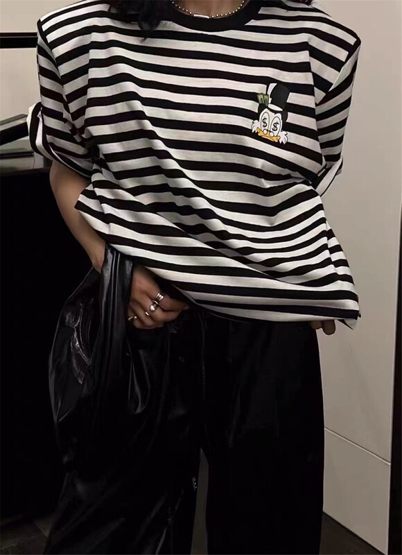 New in early summer! [keep] Korean stripe Pullover short sleeve T-shirt 7786# WTT