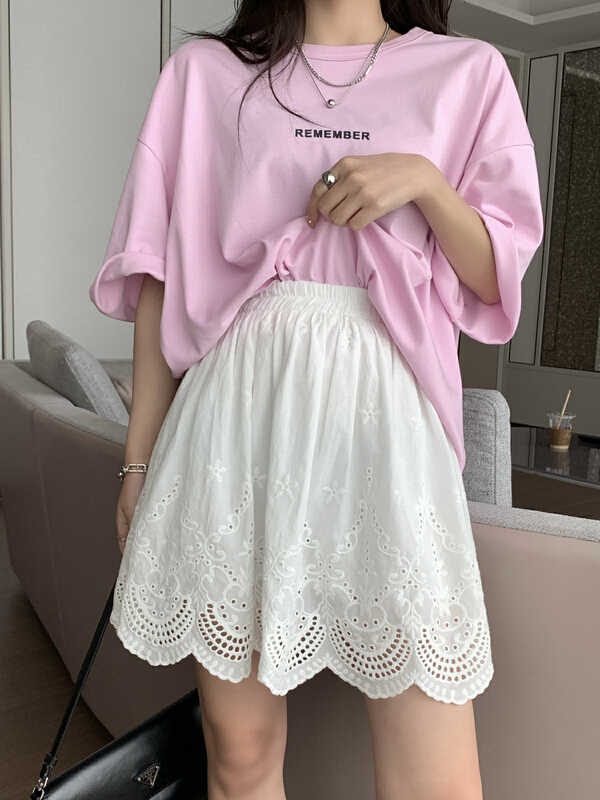 [11An] elastic waist embroidered lace skirt a6598\lsl
