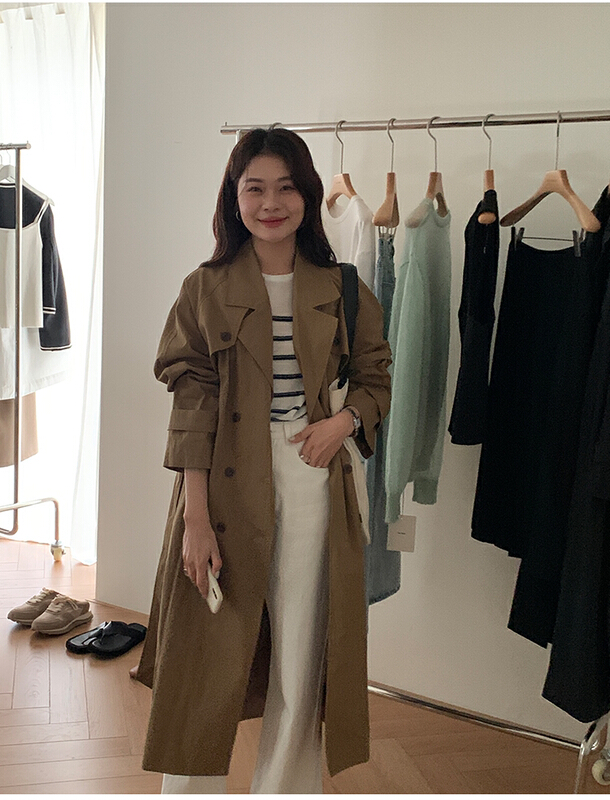 New year in early spring! [the mind] simple and versatile long windbreaker (with belt) 60161# jhy