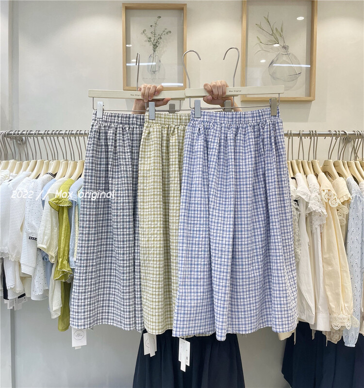 New in early summer! [Max original] Korean high waist plaid skirt 97993# HBx