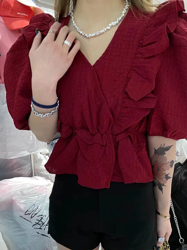 [lidada] Korean Ruffle waist closing blouse 2962# HBx