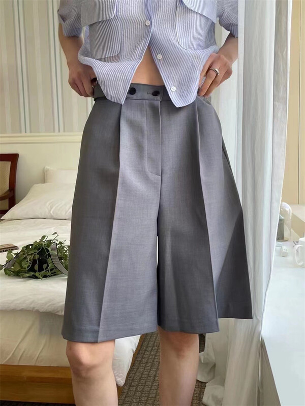 [td] High Waist Wide Leg five point casual shorts k001579# XJ