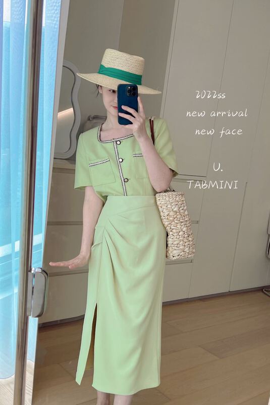 New in early summer! [tabmini] pleated high waist aging fashion skirt x19547# WPL