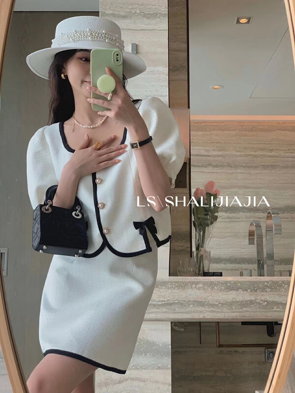 goods in stock! New in early summer! [LS] bubble sleeve lady blouse + slim and versatile skirt set 60077# WPL