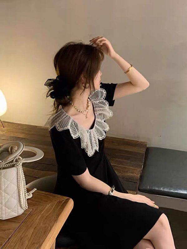 [y.jia Yijia] French Ruffle collar short sleeve dress 6788# PCZ