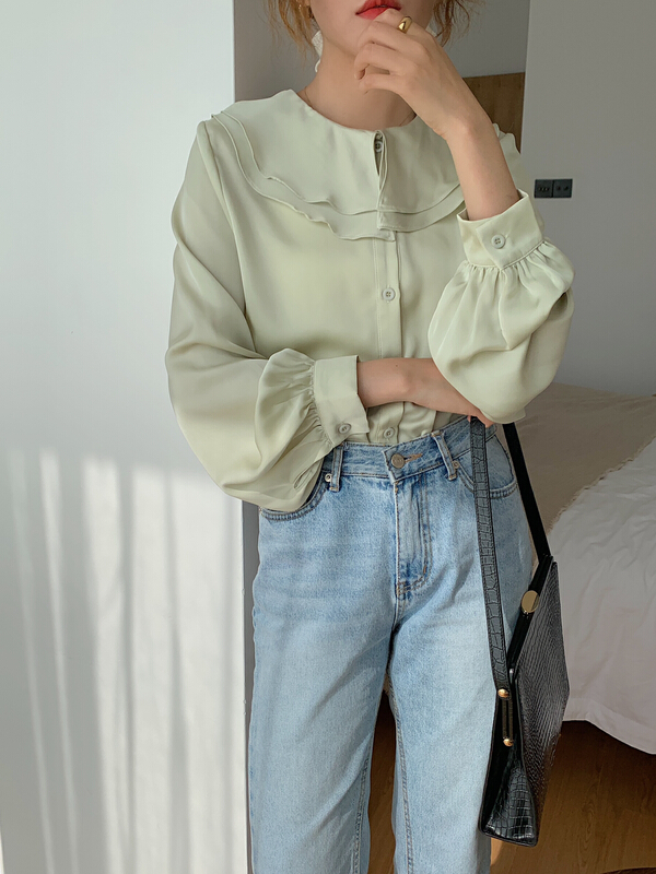 goods in stock! New year in early spring! [Jin. C] Korean version simple and versatile shirt y046# XYY