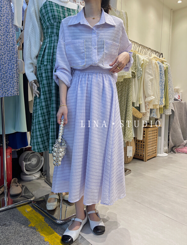New year in early spring! [Lina] Korean simple shirt + temperament slim skirt set 0088# hjy