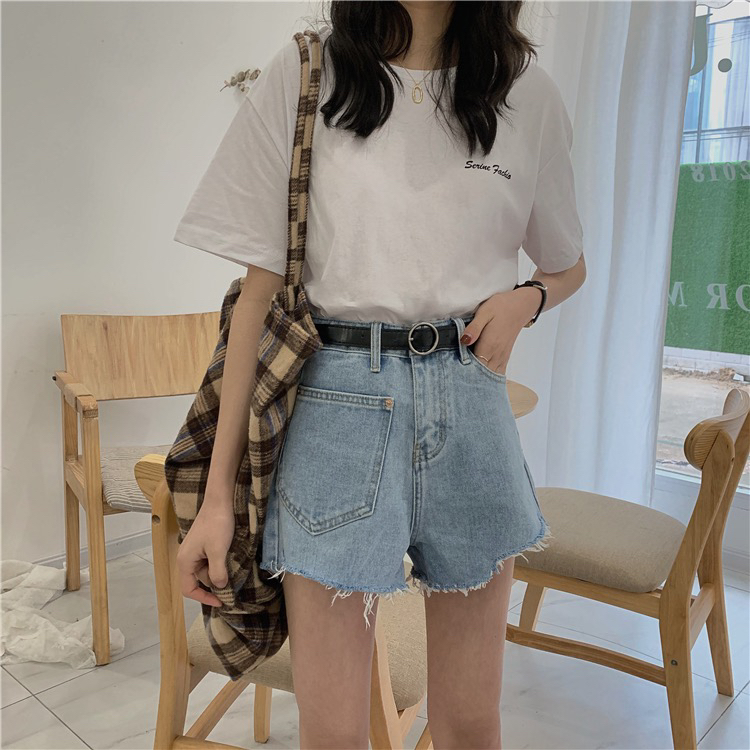 New year in early spring! [ten. Ten] Korean version irregular rough edge high waist thin denim shorts ys1-x056# jhy