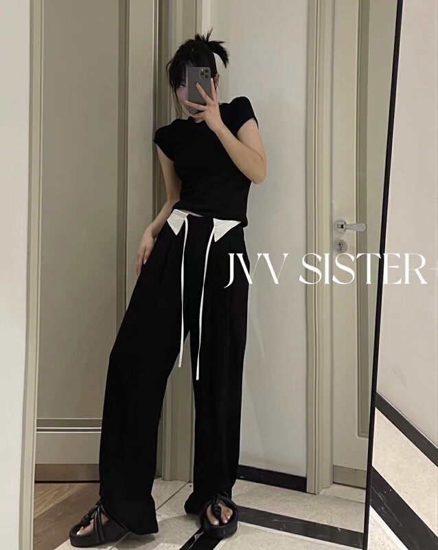 New in early summer! [jvv sister] drawstring cuffed drape pants 82191# zxl