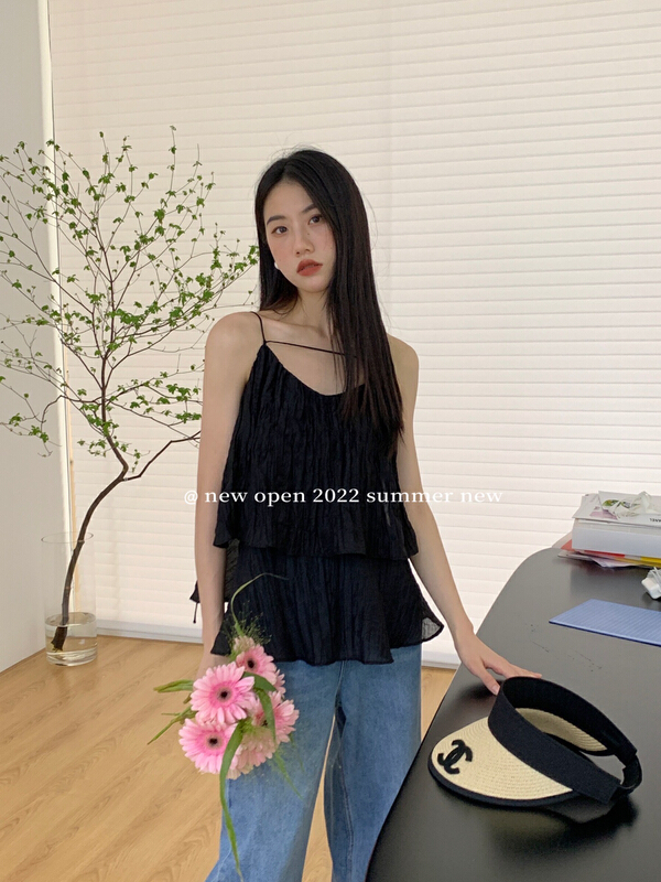 [new open] simple, loose and versatile suspender shirt hy22776# zxl
