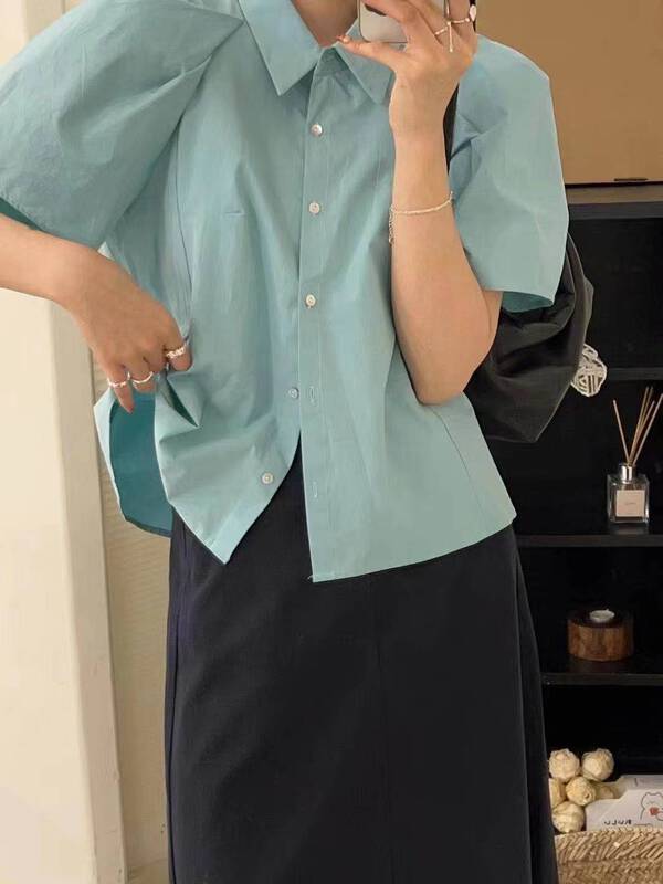 New in early summer! [larti] Korean style loose foam sleeve shirt 8405# ll