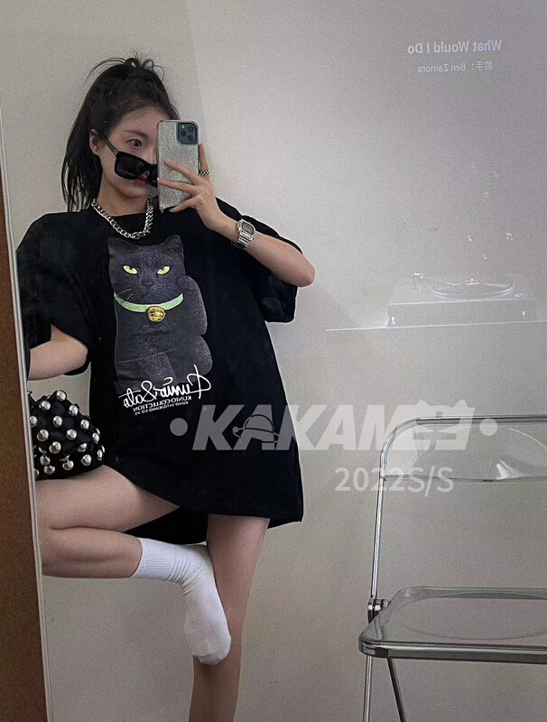 [kakamee] Korean print Pullover short sleeve T-shirt 3961# LSL