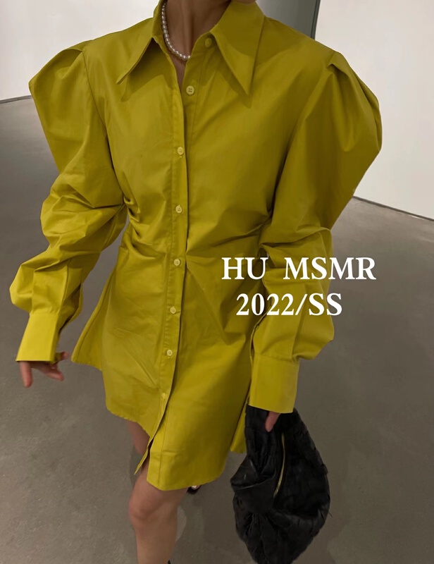 New year in early spring! [Hu] Korean bubble sleeve waist closing shirt 6236# zyh