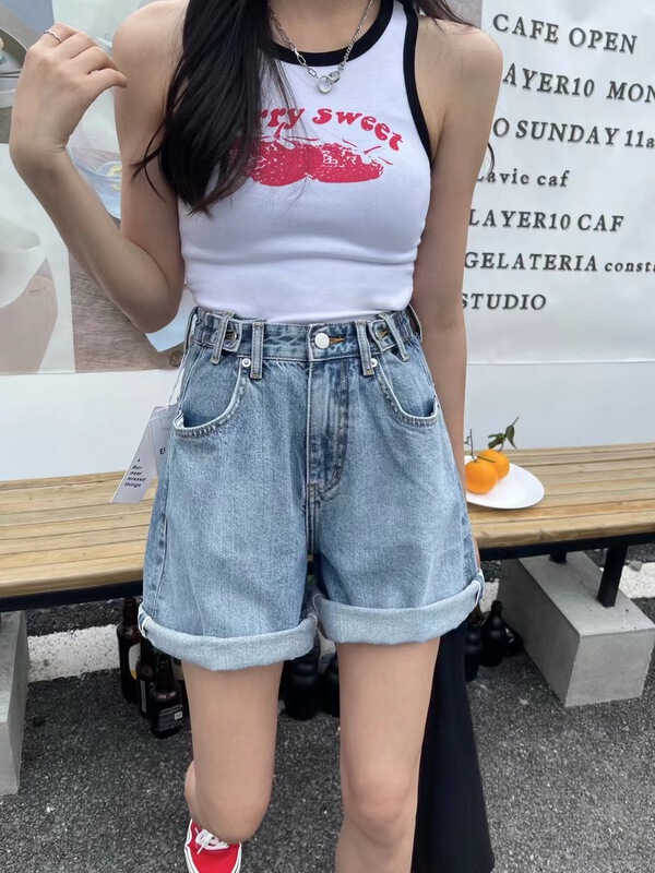 [buyer Yan Xuan - barbu] Korean casual skinny denim shorts f81100-1# Cl