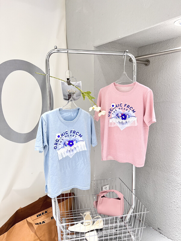 [Feimao (Yimao)] Korean love flower letter loose short sleeve T-shirt ym-1065# LSL