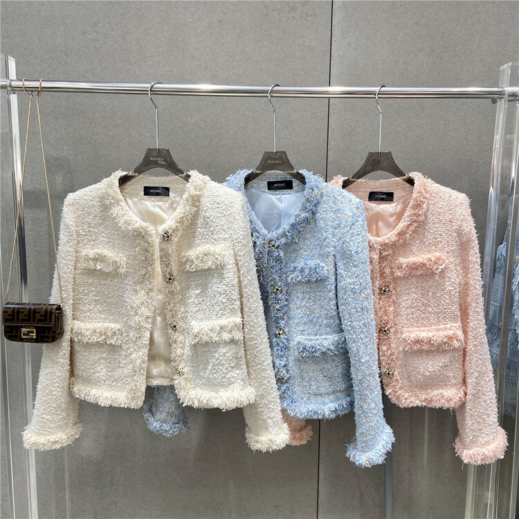 [retain] short coat with plush edge and small fragrance 217498# jhy