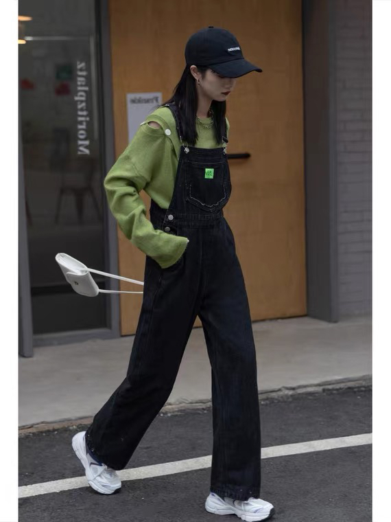 New year in early spring! [L.L studio] Korean loose straight tube denim suspender 6987# hjy