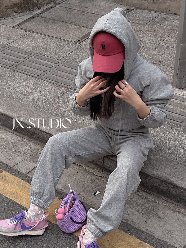 New year in early spring! [JX] comfortable Hoodie + simple sportswear casual pants set w5009# WTT