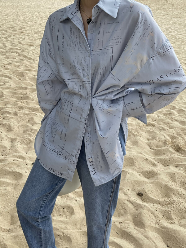 Original price 122.95! [July] letter printed fashion shirt a7117# zxx